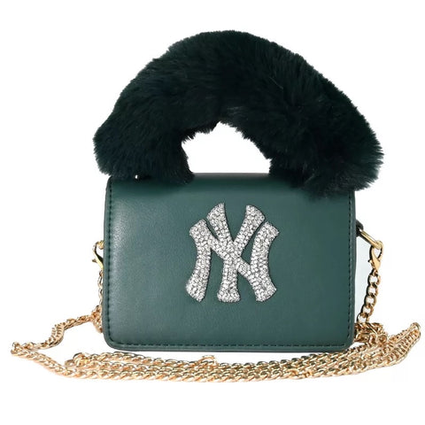 Green NY Mini Fur Bag