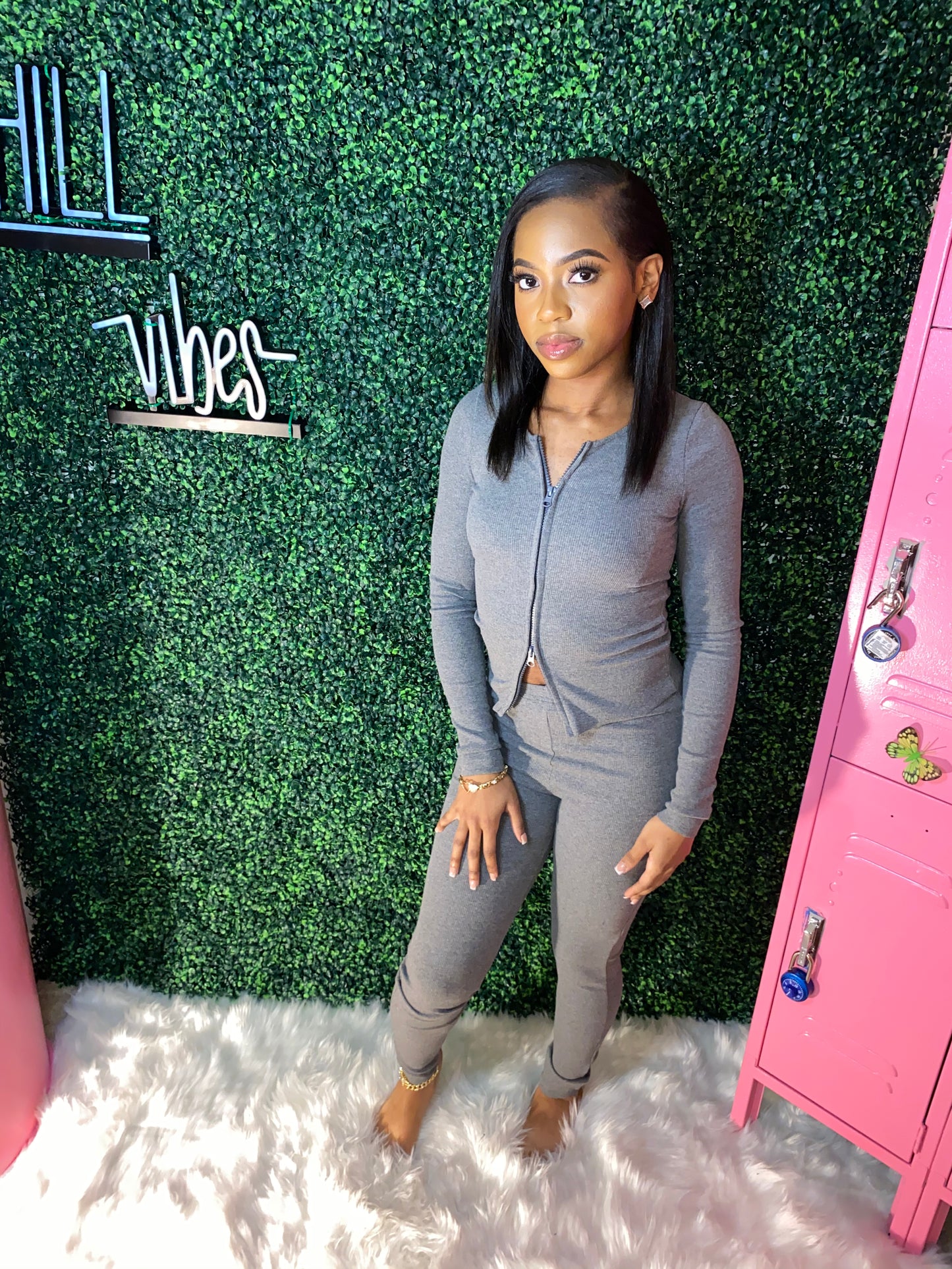 Gray “Zip me up” Set