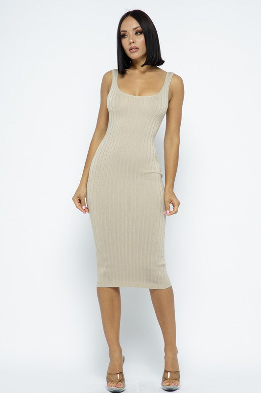 Sand Ribbed Dress